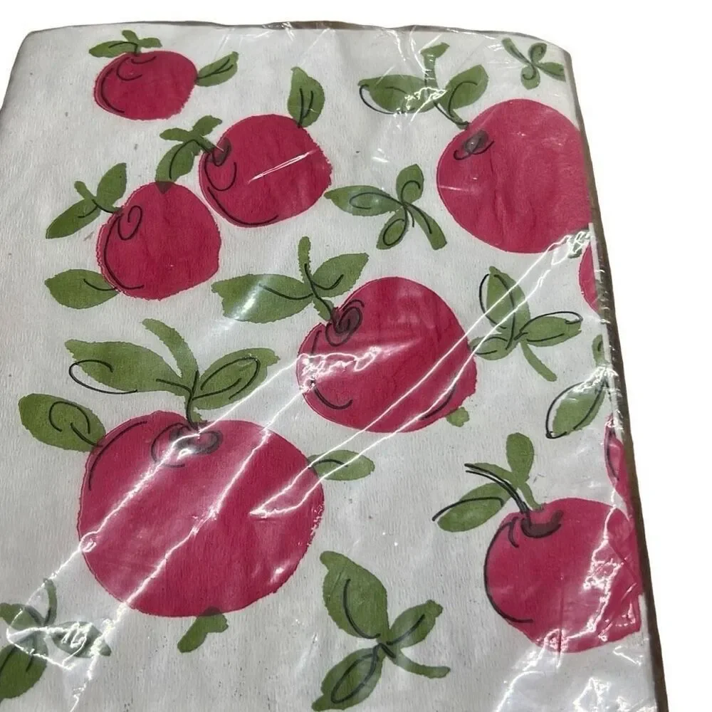 Contempo White Cherry Print Kitchen Paper Table Cover 54” x 104”